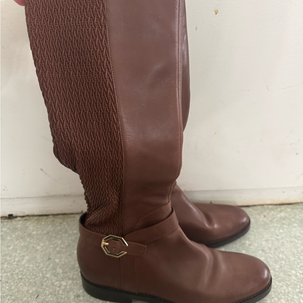 Cole Haan Brown Over the Knee Boots with Quilted Detail